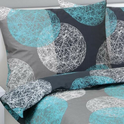 Bellatex Pościel bawełniana Kula turkusowy, szary, 140 x 200 cm, 70 x 90 cm