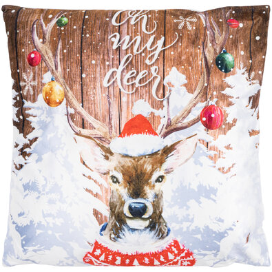 Різдвяна світна подушка зі світлодіодами Олень, 39 x 39 см
