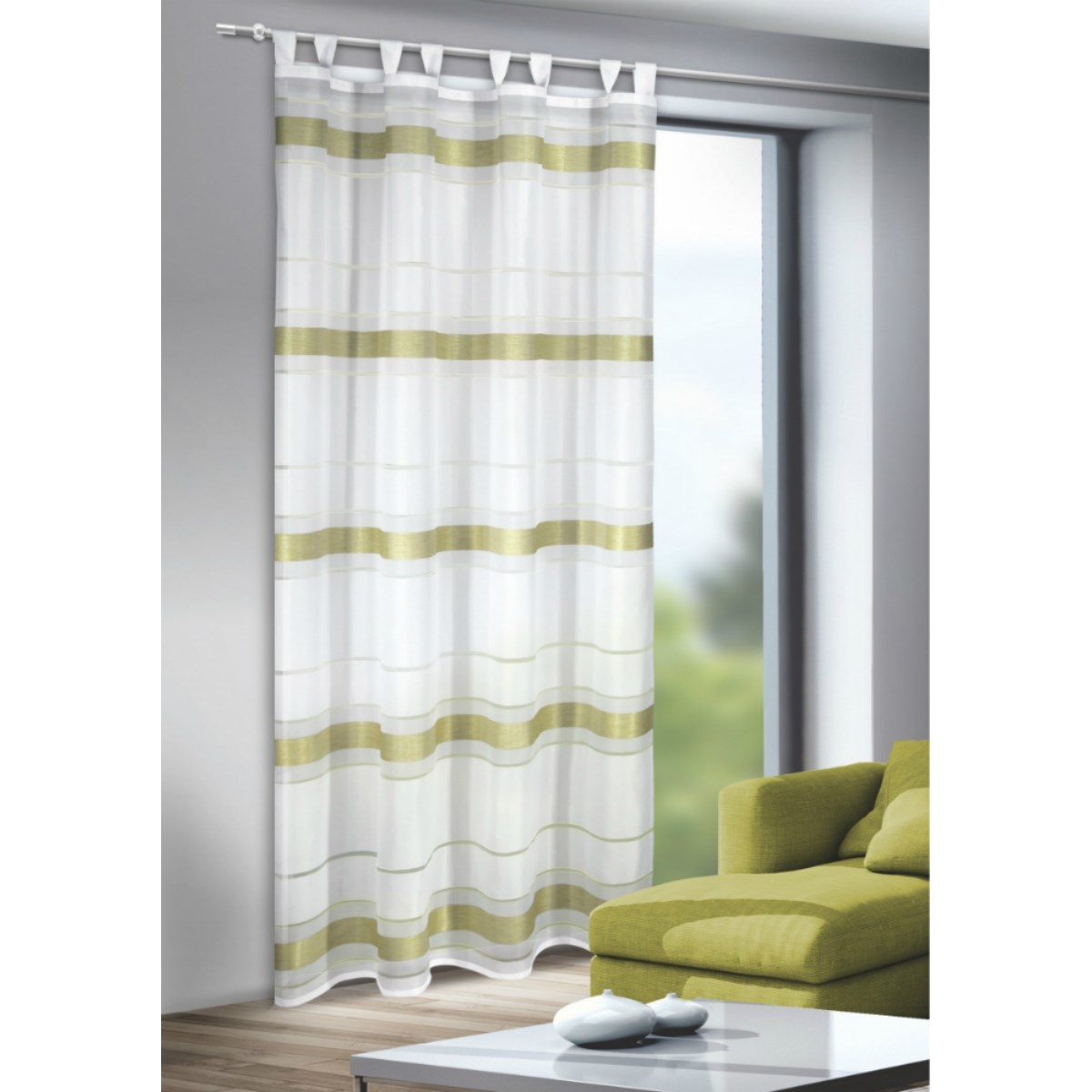 Albani Záclona s poutky Mandy zelená, 135 x 245 cm