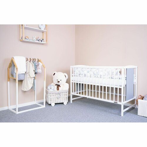 Pătuț pentru copii New Baby Polly, alb-gri