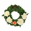 Dušičkový veniec s chryzantémami 30 cm, krémová