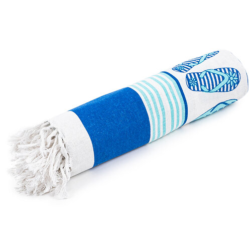 Home Elements Badetuch Fouta mit Fransen Flipflops, 90 x 170 cm