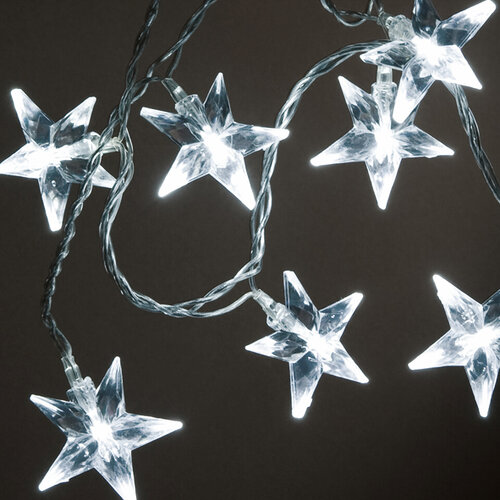 Fotografie LED vánoční světlený řetěz HVĚZDIČKY, 10xLED, 0,9m, bílé světlo Exihand HVĚZDIČKY 180017 Exihand A126:45866
