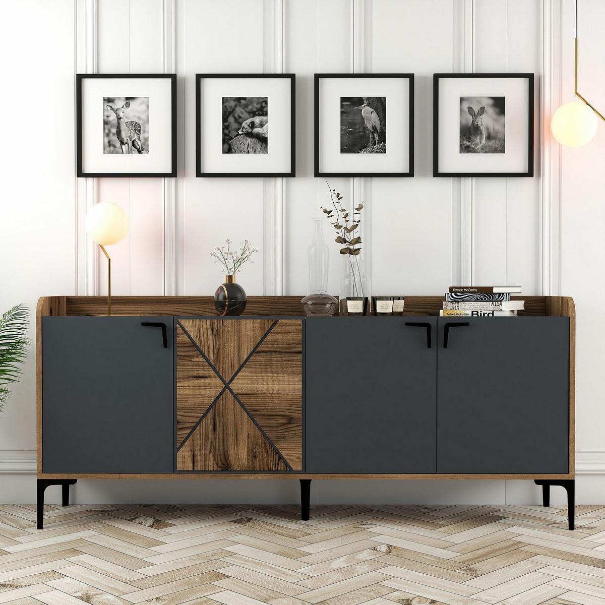Skrinka Venedik Walnut and Anthracite