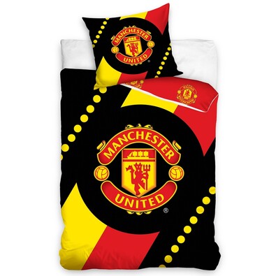 Bavlněné povlečení Manchester United Black, 140 x 200 cm, 70 x 80 cm