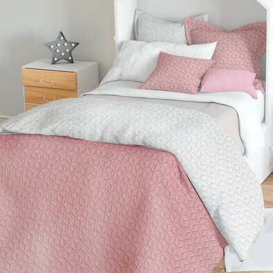 Domarex Obustronna narzuta na łóżko Atlanta ecru/różowy, 220 x 240 cm