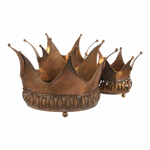 Cutie metalică decorativă Coroana de aur, set de 3bucăți, auriu