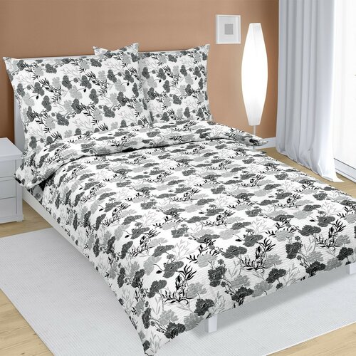 Bellatex Крепова постільна білизна Квіт сірий, 140 x 200 см, 70 x 90 см