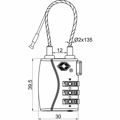 Kódový cestovný TSA lankový zámok na batožinu RV.TSA.719.S