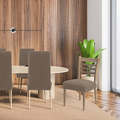 Napínací potah na sedák židle Denia oříšková , 45x 45 cm, set 2 ks