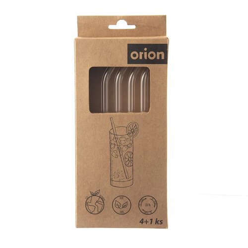Orion Set of glass drinking straws with brush, 4pcs