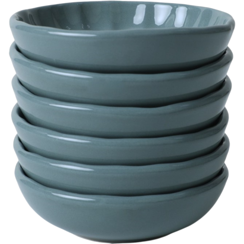 Sada 6 kameninových misek Laguna 12 cm, petrolejová