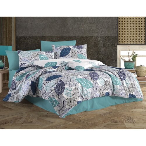 BedTex Бавовняна постільна білизна Linna бірюзова,140 x 200 см, 70 x 90 см