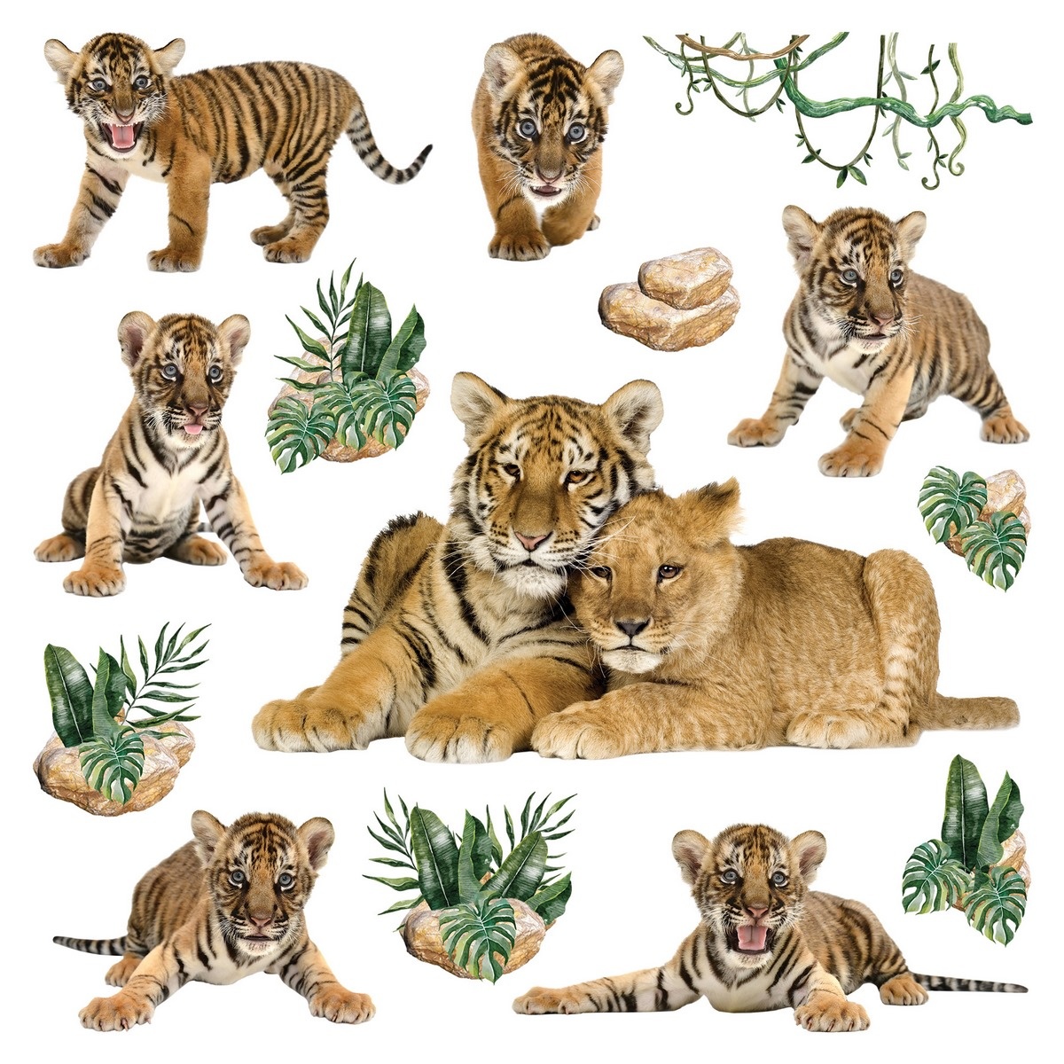 Samolepící dekorace Tigers, 30 x 30 cm