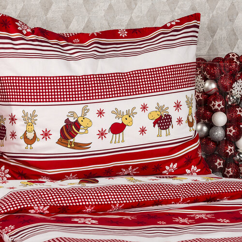 4Home Vánoční bavlněné povlečení Sobíci, 160 x 200 cm, 70 x 80 cm