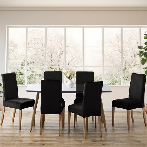 Restilo Napinac za stol Sento črn, 48 x 48 x 58 + 10 cm, komplet 6 kosov