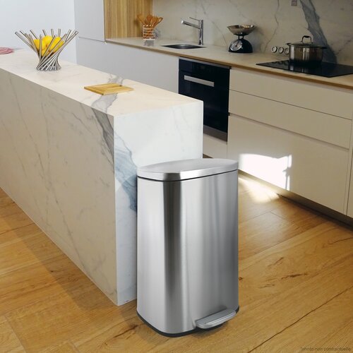 Coș de gunoi cu pedală soft-close Spirella Akira 30 l, oțel inoxidabil periat