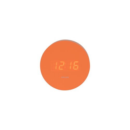 Karlsson 5981OR designerski zegar LED z budzikiem,pomarańczowy, średnica 9 cm