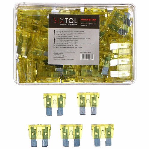 Sixtol Komplet nožnih avtomobilskih varovalkMECHANIC FUSE SET 20A, 100 kos