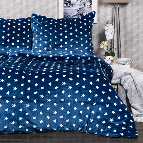 Lenjerie pat 1 pers., 4Home, microflanel Stars albastru, 160 x 200 cm, 70 x 80 cm