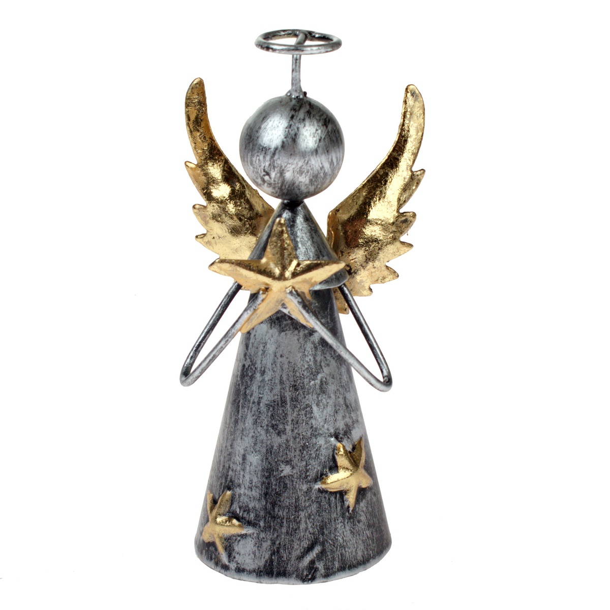 Metalowy ozdobny aniołek z gwiazdą, 12,5 cm