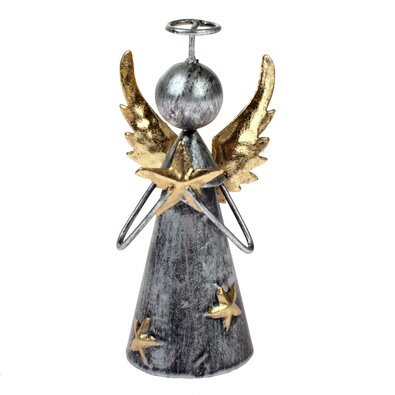 Metalowy ozdobny aniołek z gwiazdą, 12,5 cm