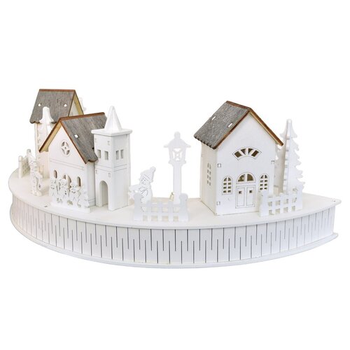 Lesnata LED-dekorativni element Vesnička skostelíkom, 40 x 14 x 20 cm, polkrog