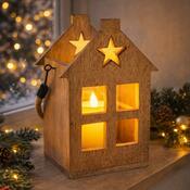 4Home Latarnia z drewna mango Shining Star, 18 x 15 x 25 cm