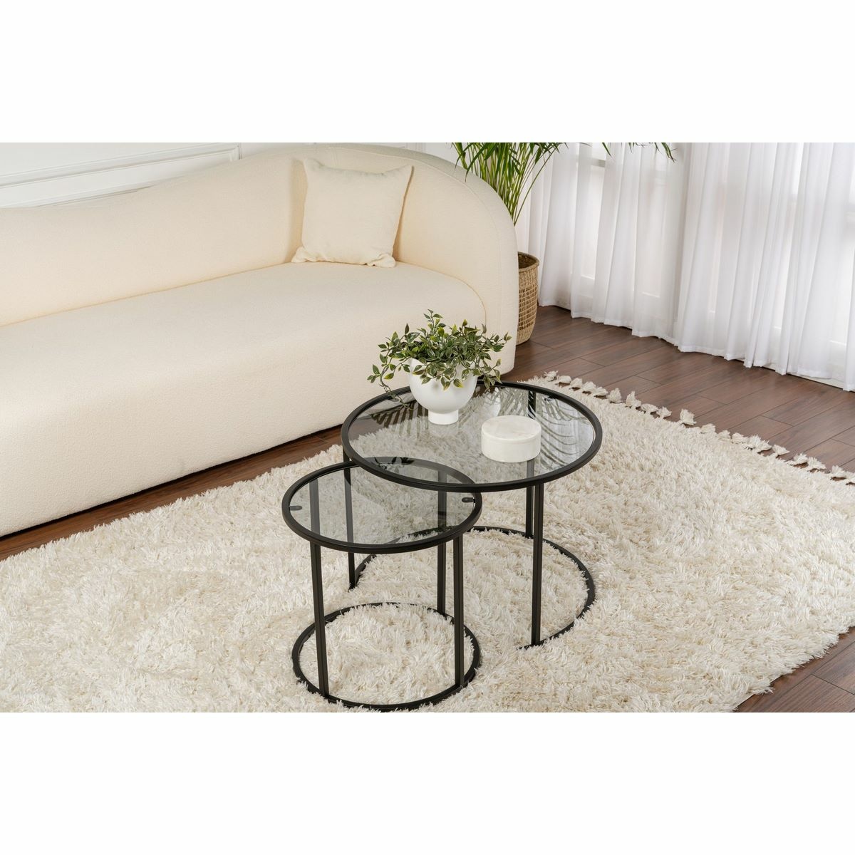 Súprava konferenčných stolíkov Aurum Black and Grey 60 cm, 2 ks