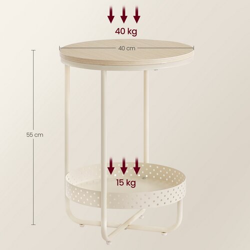 Beistelltisch E1015 CRM, Cremefarben