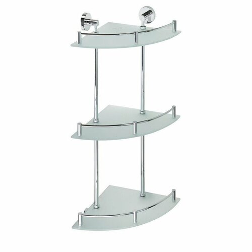 SAPHO XR606 X-Round E üveg polc sarok, hármas,rúddal, 27 x 66 x 27 cm akciós termékkép 1