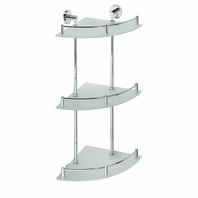 SAPHO XR606 X-Round E üveg polc sarok, hármas,rúddal, 27 x 66 x 27 cm