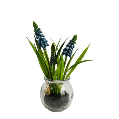 Umělý Modřenec ve skle, 19 cm