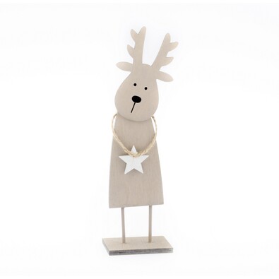 Świąteczny drewniany Renifer Rudolf, brązowy