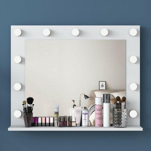 Schminktisch Livia White mit Glasplatte