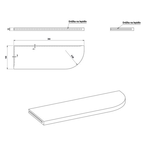 SAPHO AE300-0101 Abeline kotna polica rockstone 30x 10 cm, ekscentrična, bela mat