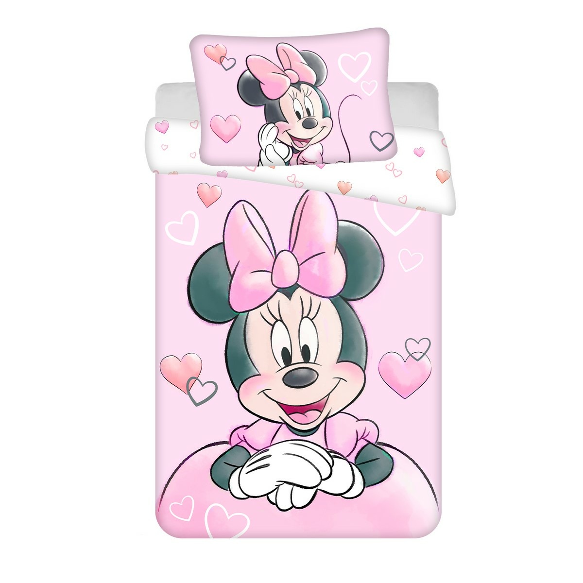 Jerry Fabrics Dětské bavlněné povlečení do postýlky Minnie Powder pink, 100 x 135 cm, 40 x 60 cm, 140 x 140 cm