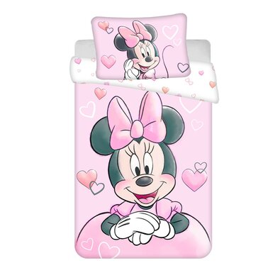 Jerry Fabrics Detské bavlnené obliečky do postieľky Minnie Powder pink