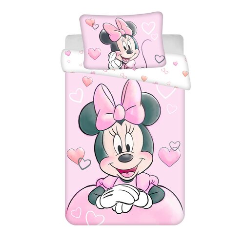 Jerry Fabrics Dziecięca pościel bawełniana do łóżeczka Minnie Powder pink