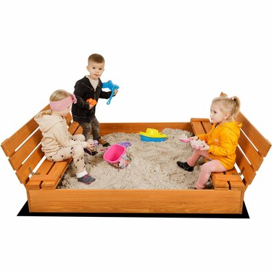 Ladă de nisip Sand Tropic din lemn cu bănci, 100 x 100 cm, impregnat