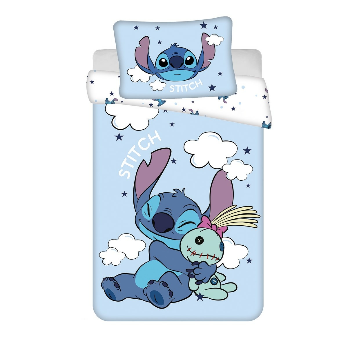 Jerry Fabrics Dětské bavlněné povlečení do postýlky Lilo and Stitch Clouds, 100 x 135 cm, 40 x 60 cm, 40 x 140 cm