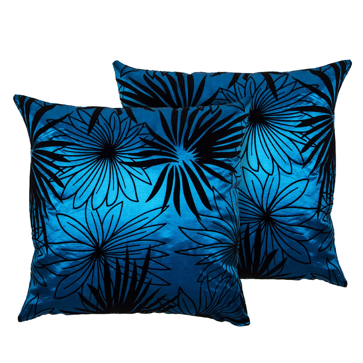 Jahu Obliečka na vankúšik Basic Kvety modrá, 40 x 40 cm, sada 2 ks