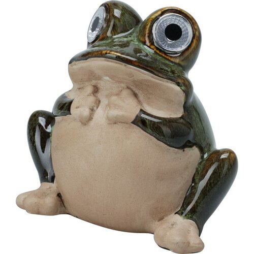 Béka napelemes kerti dekoráció, porcelán, 11 x 6,6 x 13,5 cm