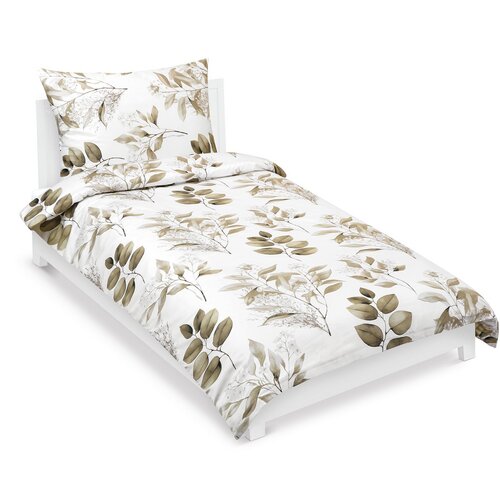 Bellatex Lenjerie de pat din satin Frunze maro,140 x 200 cm, 70 x 90 cm