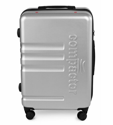 Levně Cestovní kufr na kolečkách Compactor Lunas L,včetně ruční pumpy,váhy,TSA zámek, 46,5x26x68 cm, stříbrný