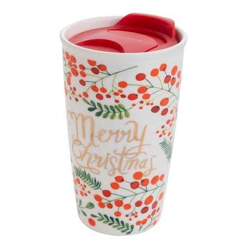 Obrázok Florina Porcelánový termohrnček s viečkom Merry Christmas, 480 ml