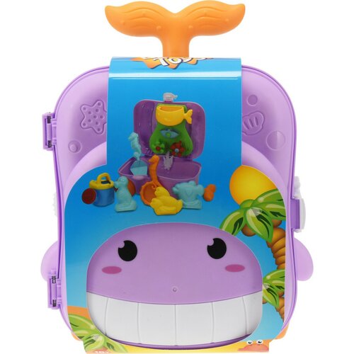 Zestaw zabawek do piasku w walizce, 7 szt., fioletowy