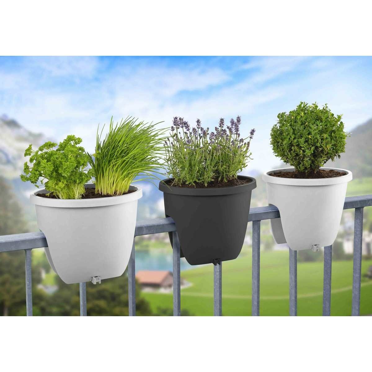 Gardenico Balkónový kvetináč na zábradlie Balconia OVI hnedá, pr. 30 cm