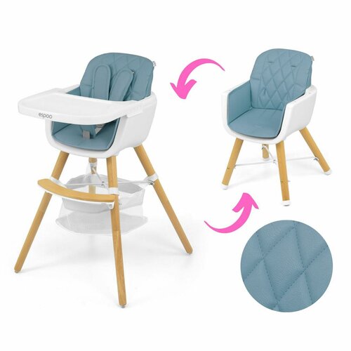 Milly Mally Jedálenská stolička 2v1 Espoo modrá, 83,5 x 52 x 52 cm