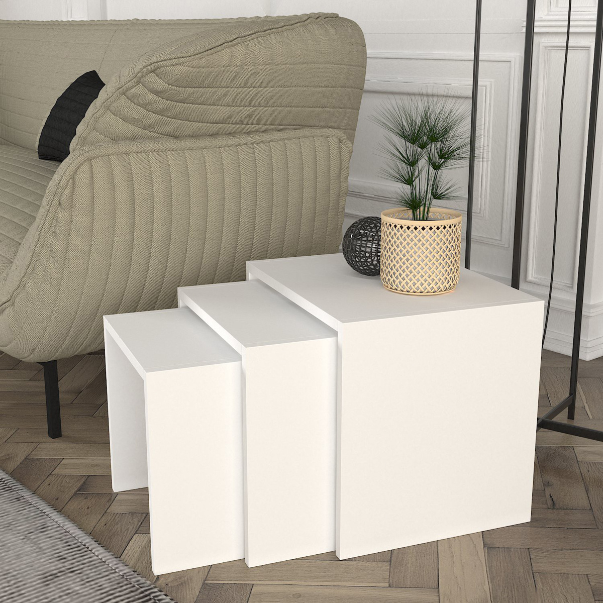 Odkládací stolek Zariel White, 3 ks - thumb (3)